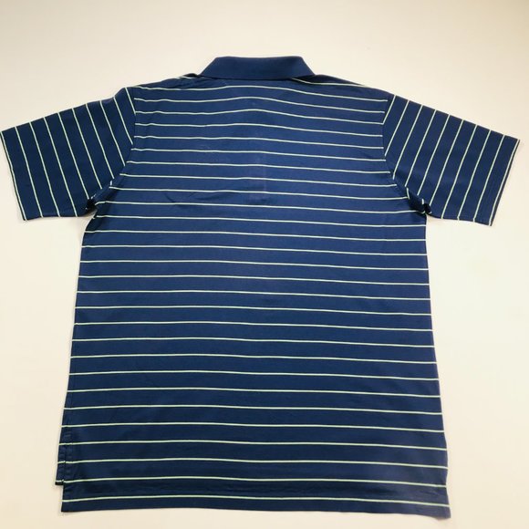 Peter Millar Navy Blue W/ Green Stripes Golf Polo Shirt Men's Size XL in EUC - Picture 2 of 11